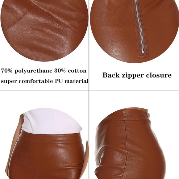 Amazon Brown Pleather Skirt - Picture 4 of 7